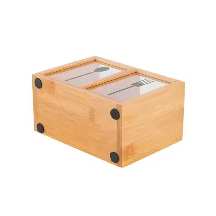 Bamboo Wooden Kitchen Utensil Cutlery Organizer