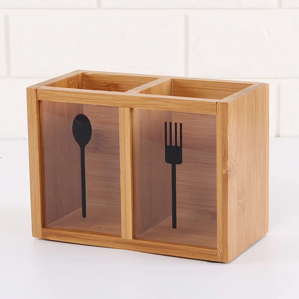Bamboo Wooden Kitchen Utensil Cutlery Organizer